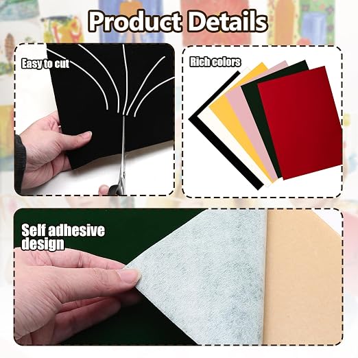 Biaungdo Self Adhesive Felt Sheets, Dark Green, 8 x 12 Inch | A4 Size, Felts