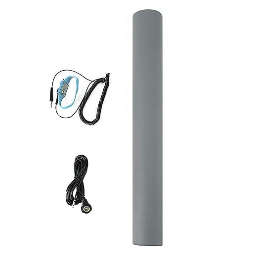 MWRF Source ESD Mat Kit with Wrist Strap and Grounding Cord (0.12" Thickness) (18 Inches x 47 Inches, Grey)