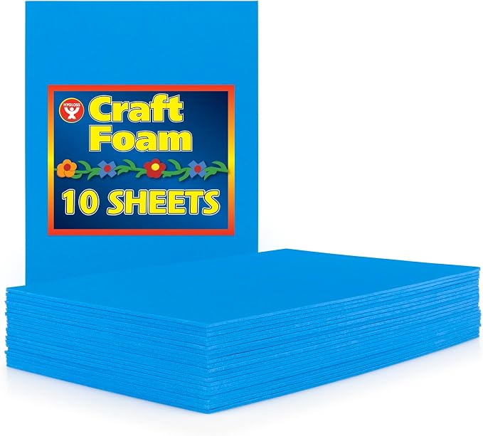 Hygloss Sheets Colorful Foam for DIY Arts & Craft, 12” x 18”, 10 Piece