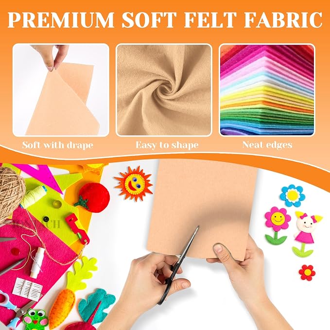 IONTACH 9" X 12" Felt Fabric Sheets 1.6mm Thick | Soft Felt