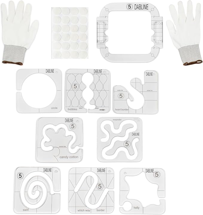 DABLINE 13 PCs Quilting Template Set Includes 8 Quilting Templates, Quilting