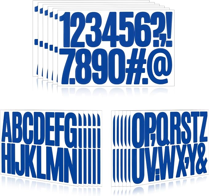 Letter Stickers, Mailbox Numbers, 3 Inch Waterproof Vinyl Alphabet | 3 Inch Blue
