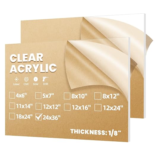 2 Pack 24x36 1/8" Clear Plexiglass Sheets
