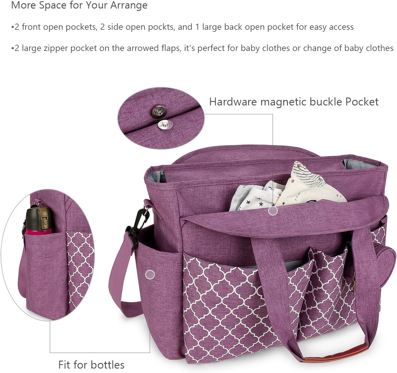 Lmbabter Diaper Bag Tote with Changing Station Upgrade Multi-Function Baby Bag with Adjustable Shoulder Strap