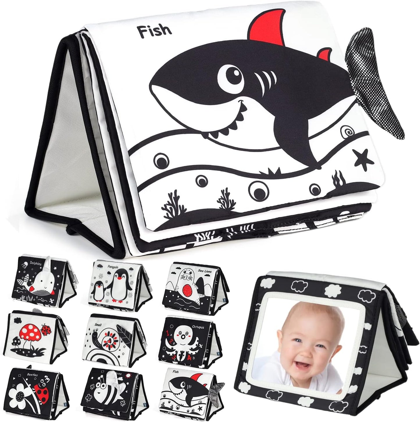EverLove Tummy Time Mirror - High Contrast Baby Sensory Toys for 0-9 Months