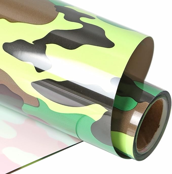 Guangyintong Camouflage Green Heat Transfer Vinyl HTV Rolls, Stretchy Thin Soft