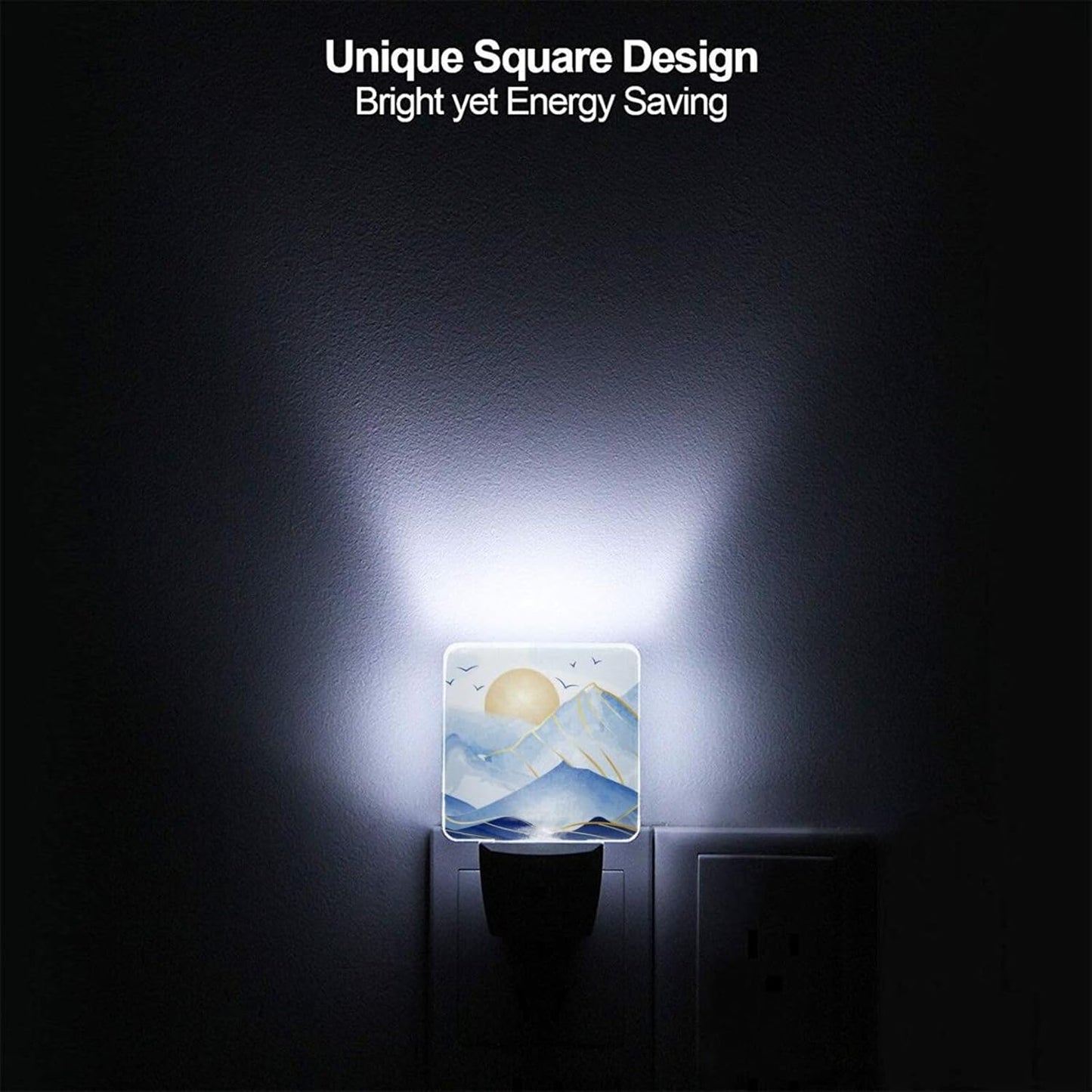Led Night Light, Mountains Sunrise Decorative Plug in Nightlights,with Smart Auto Dusk to Dawn Night Light for Bedroom, Kitchen, Nursery, Bathroom