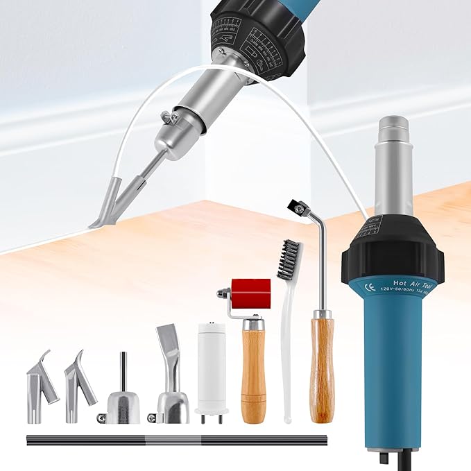 Iglobalbuy 1600W Hot Air Plastic Welder Kit - Vinyl PVC TPO Welding Torch with Various Nozzles & Carrying Case