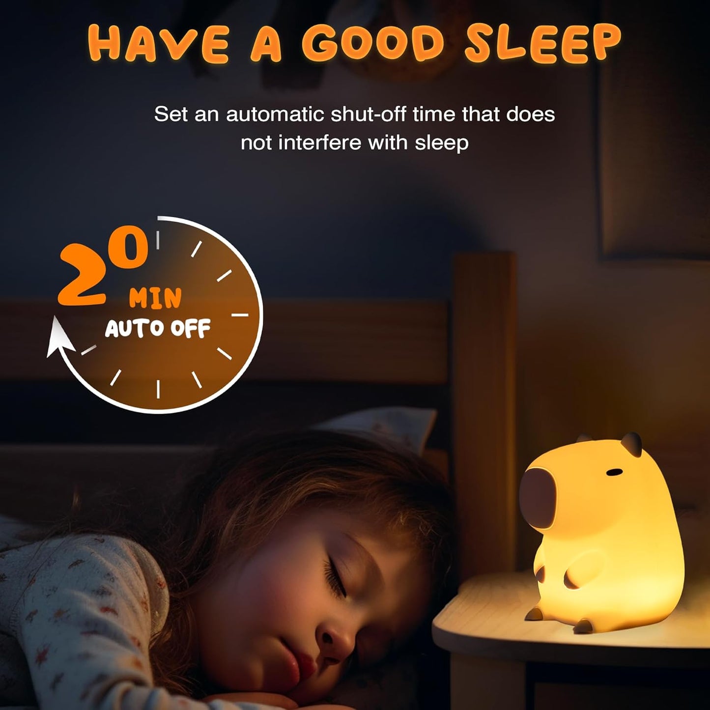UNEEDE Cute Capybara Night Light, Novelty Animal Silicone Nursery Night Light Rechargeable Table Bedside Lamp with Touch Sensor for Bedroom Living Room Squishy Capybara Stuff Boys Girls Gifts