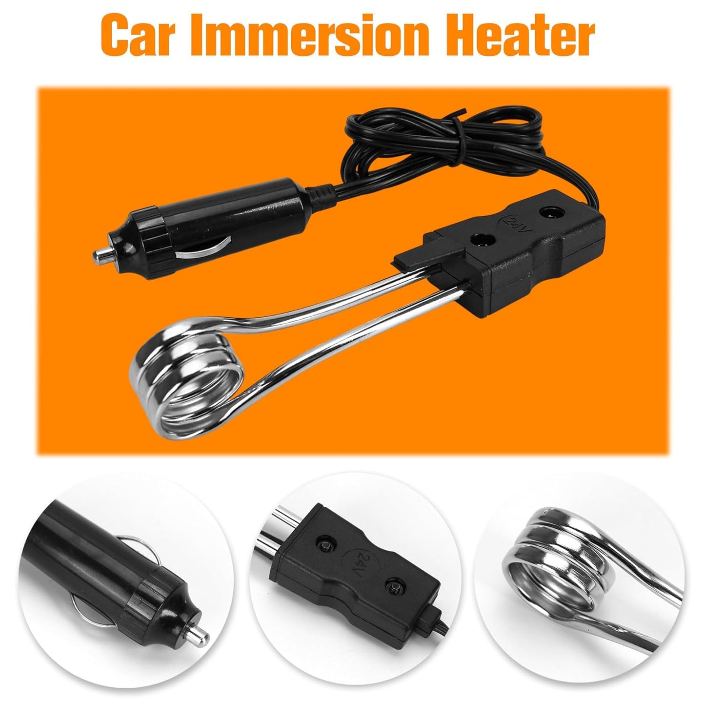 24V Portable Car Immersion Heater Auto Cup Mug Water Heater Kettle Tea Coffee Warmer Soup Drinks Electric Heater