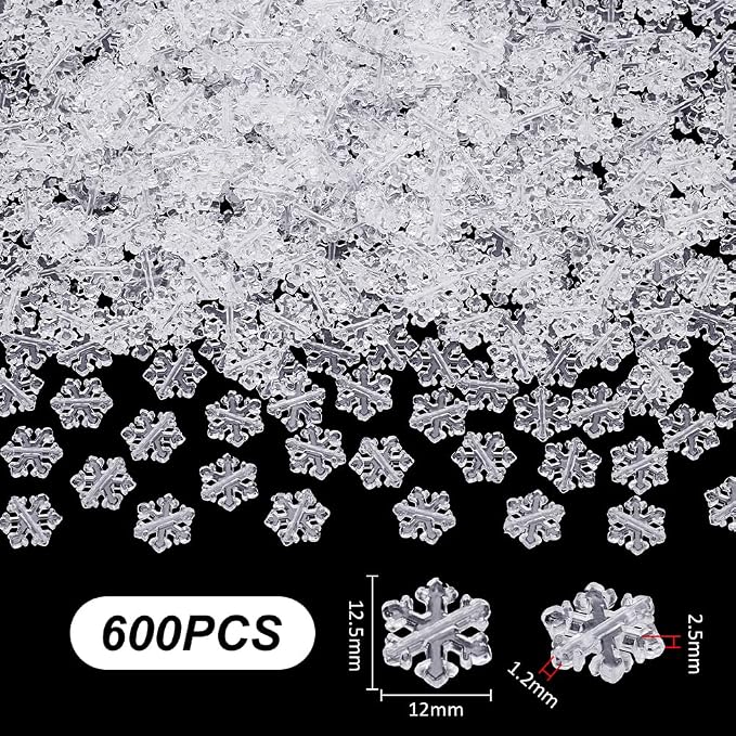 UNICRAFTALE About 600Pcs Christmas Snowflake Beads Bulk Transparent Clear Mini