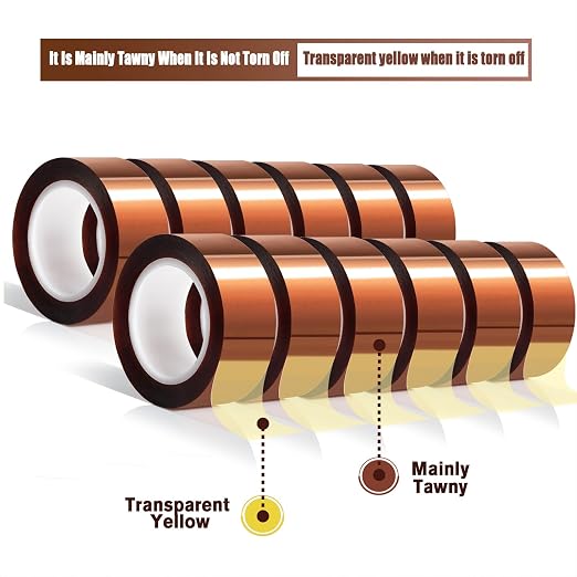 MEBMIK 12 Rolls 20mm x16m Heat Tape High Temperature Heat Resistant Tape Heat