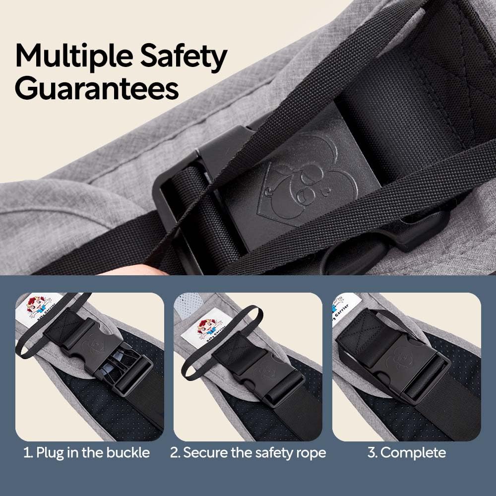 Baby Sling Carrier with Hip Seat - Breathable & Adjustable, Anti-Slip Design for Infants 0-36 Months, ASTM Certified, Ergonomic Hands-Free Carrier Carrying 8-35lbs (Gray)