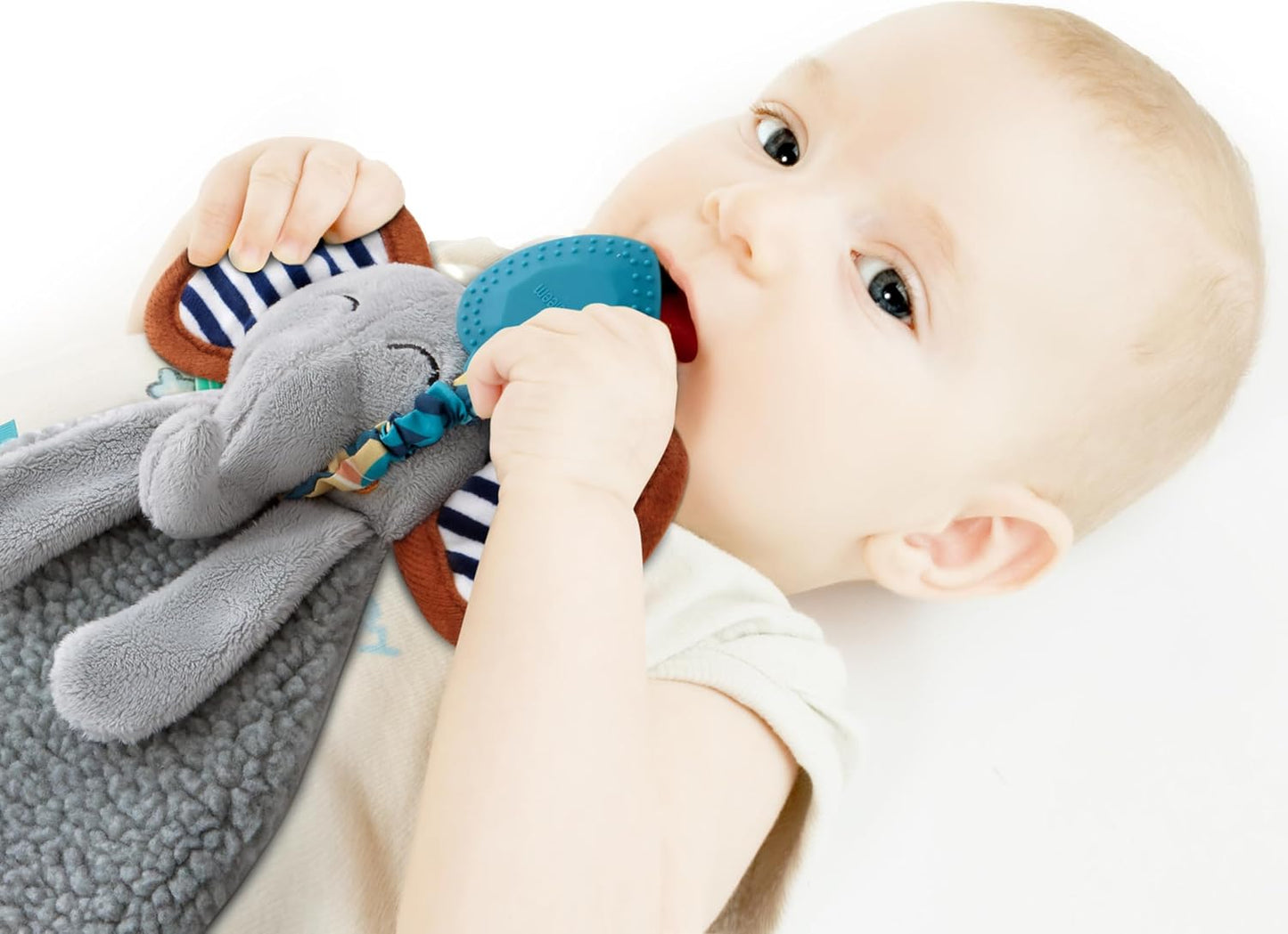Pro Goleem Grey Elephant Loveys for Babies Girl and Boy, Baby Lovey with Teether, Baby Toys 0 3 6 9 12 Months, Safety Teething Toys for Babies Infant Newborn and Toddler Gifts