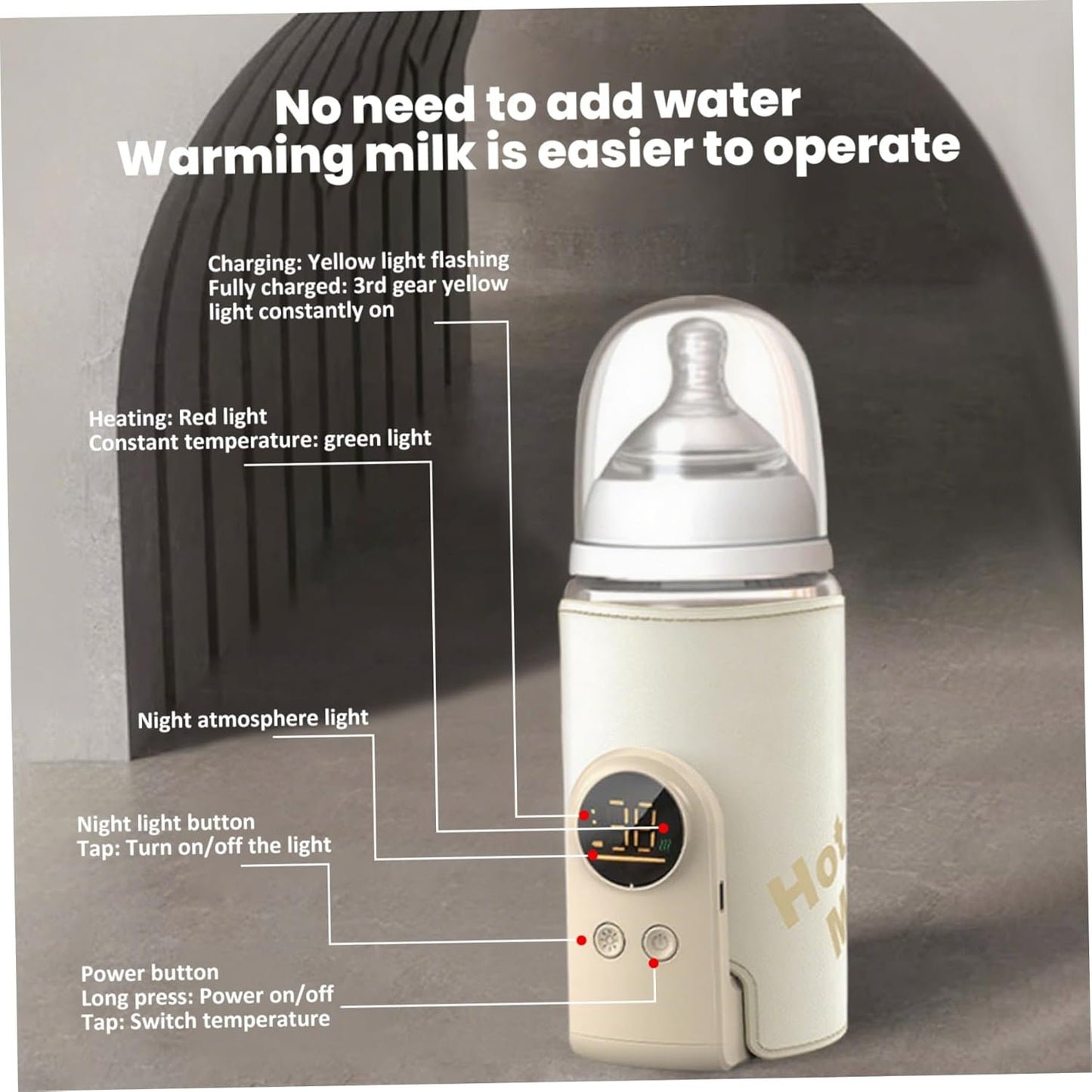 Bottle Warmer for Travel, Fast Heating & Precise Temperature Control Baby Bottle Warmer with LCD Display for Breast Milk/Formula