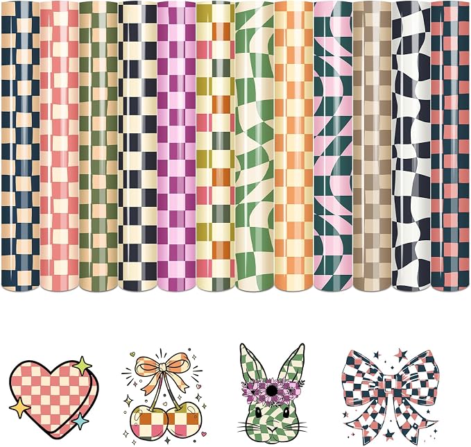 Tintnut Retro Checkerboard Heat Transfer Vinyl, 12 12"x10" Iron on Vinyl |