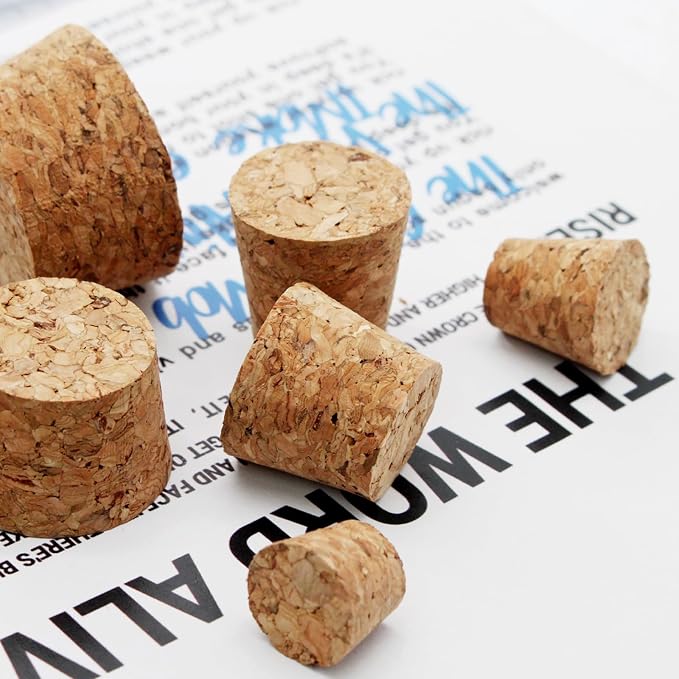 Uenhoy 40 Pcs Soft Wood Corks 8 Size, Wooden Tapered Cork Plugs Wine Bottle