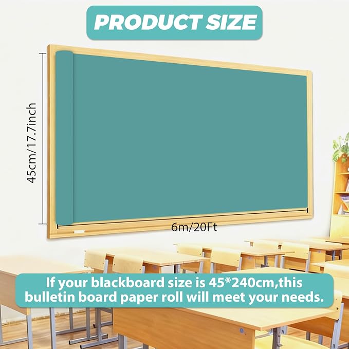 Qyeahkj 17.7in x 20ft Bulletin Board Paper Roll Bulletin Board Background Paper