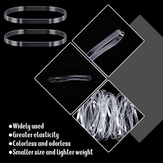 50 Pcs Clear Large Rubber Bands, Transparent High Elastic Rubber Bands