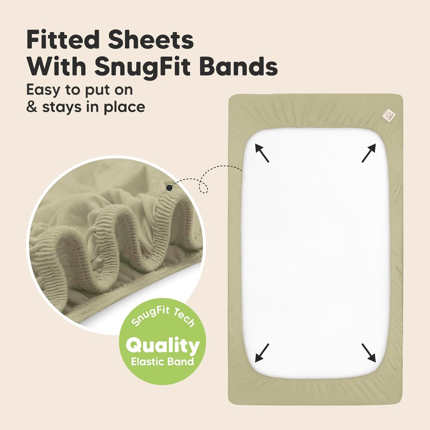2-Pack Waterproof Baby Crib Sheets for Boys, Girls - 52x28 Viscose Derived from Bamboo Toddler Bed Sheet Neutral, Fitted Crib Mattress Protector Cover for Baby Bedding, Soft & Gentle (Oregano)