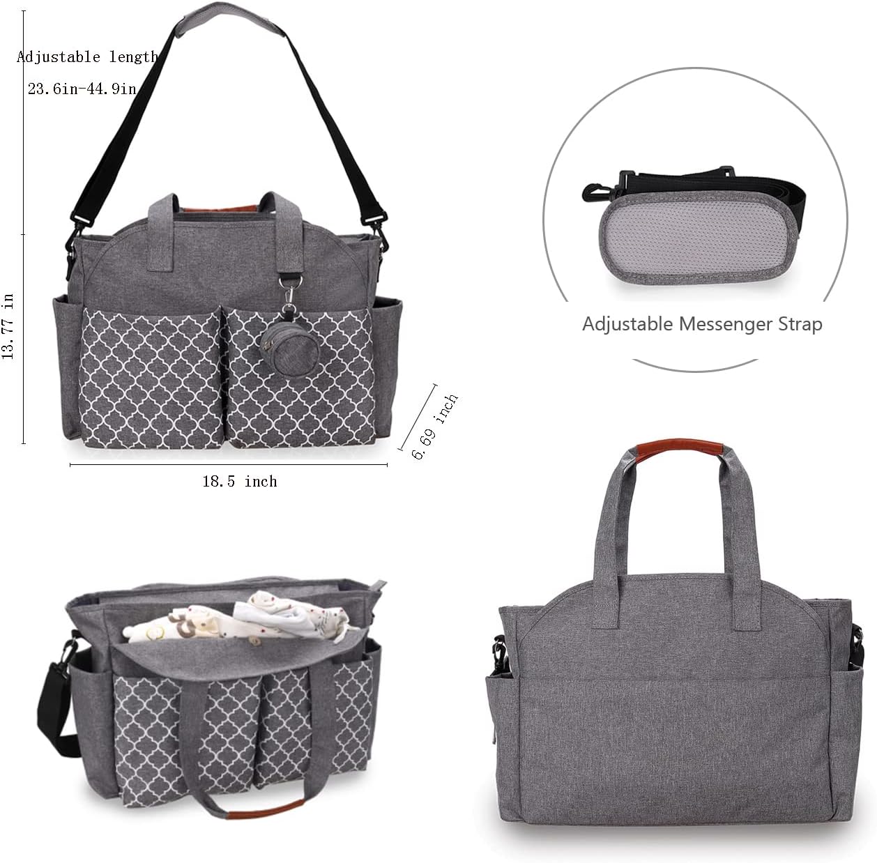 Lmbabter Diaper Bag Tote with Changing Station Upgrade Multi-Function Baby Bag with Adjustable Shoulder Strap