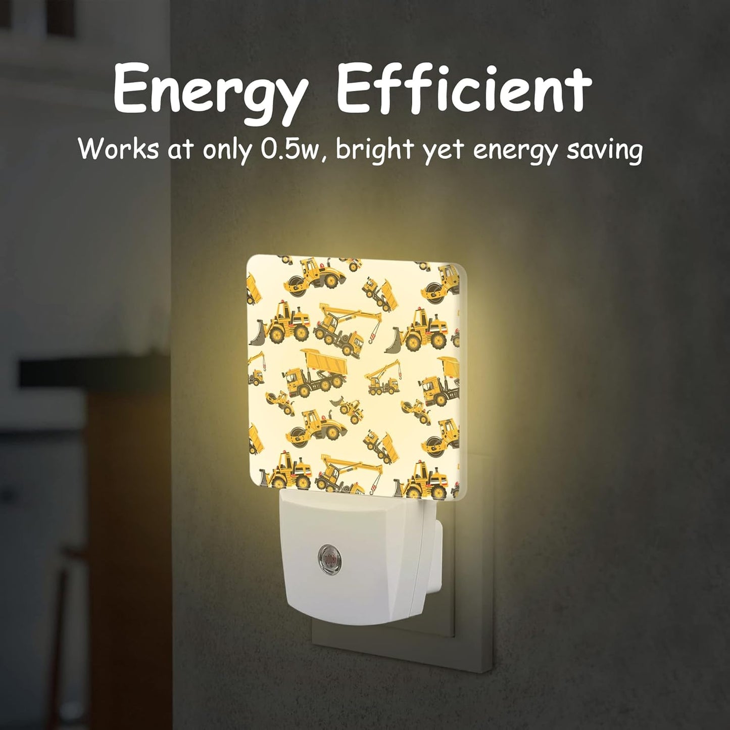 Cartoon Construction Truck Night Light,Machinery Excavator Building Machine Plug-in Night Light Auto Dusk-to-Dawn Sensor Energy Efficient LED Lamp for Room Decor,Hallway,Kitchen,Bathroom,Nursery,Stair