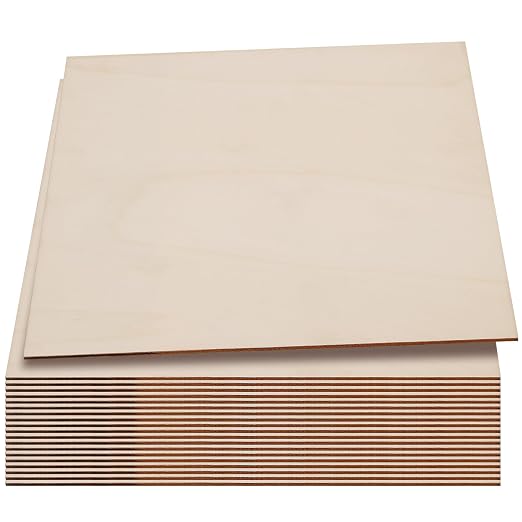 LEXININ 20 Pack 10 x 10 x 1/8 Inch Square Wood Sheets, 3mm Craft Wood Plywood