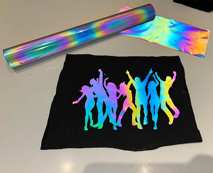 Reflective Heat Transfer Vinyl Reflective Rainbow HTV Vinyl Rolls 12inch x