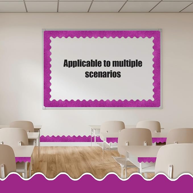 70Ft Shine Pink Bulletin Board Borders，Scalloped Poster Boards Decorations Trim