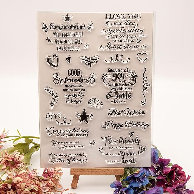 Congratulations Blessing Words Clear Stamps Silicone Stamp Cards