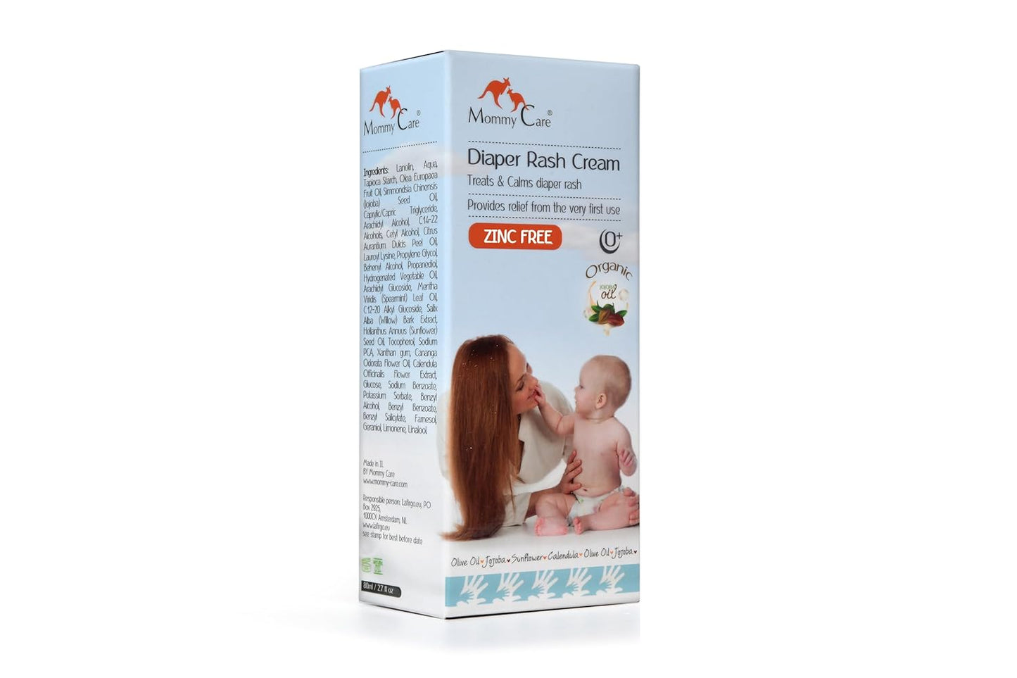 Mommy Care Zinc-Free Diaper Rash Cream – Gentle & Soothing Baby Diaper Cream with Jojoba & Olive Oil, Nourishing Protection for Newborns, Infants & Toddlers, 80ml / 2.7 fl oz