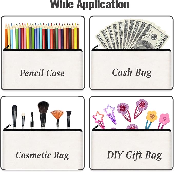 ZeeDix Canvas Zipper Pouch Bulk – 8.3 x 5 Inches Cotton Canvas Pouches