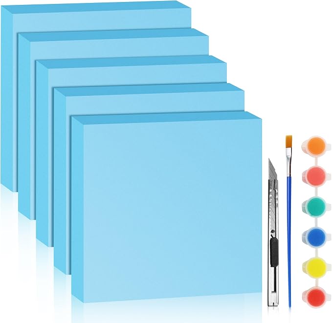 LuckyFoam Blue 5 Pack 12x12x1.5 inch Foam Sheets 1.5 Inch Thick | Polystyrene