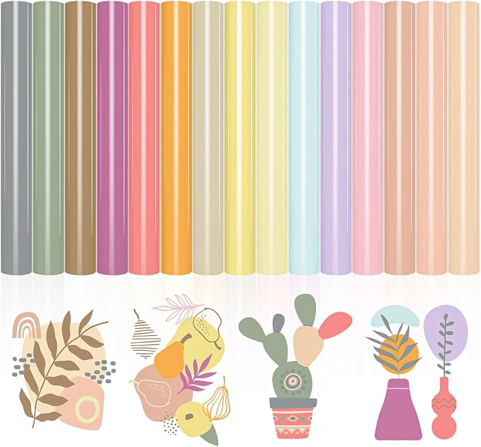 VINYL FROG 15 Sheets Heat Transfer Vinyl Bundle 12"x10" Neutral Tone Pink