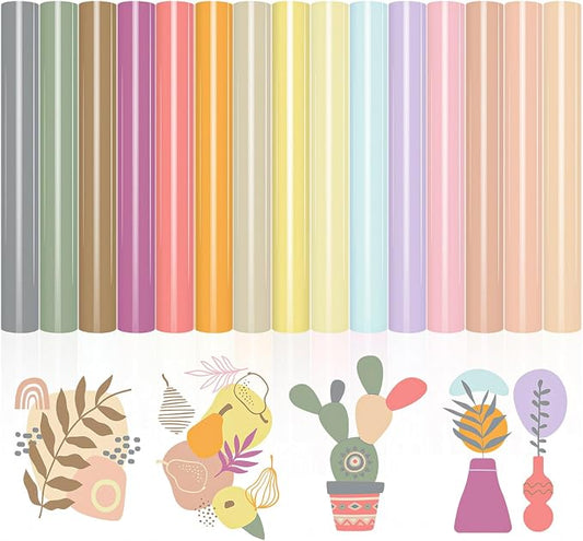 VINYL FROG 15 Sheets Heat Transfer Vinyl Bundle 12"x10" Neutral Tone Pink