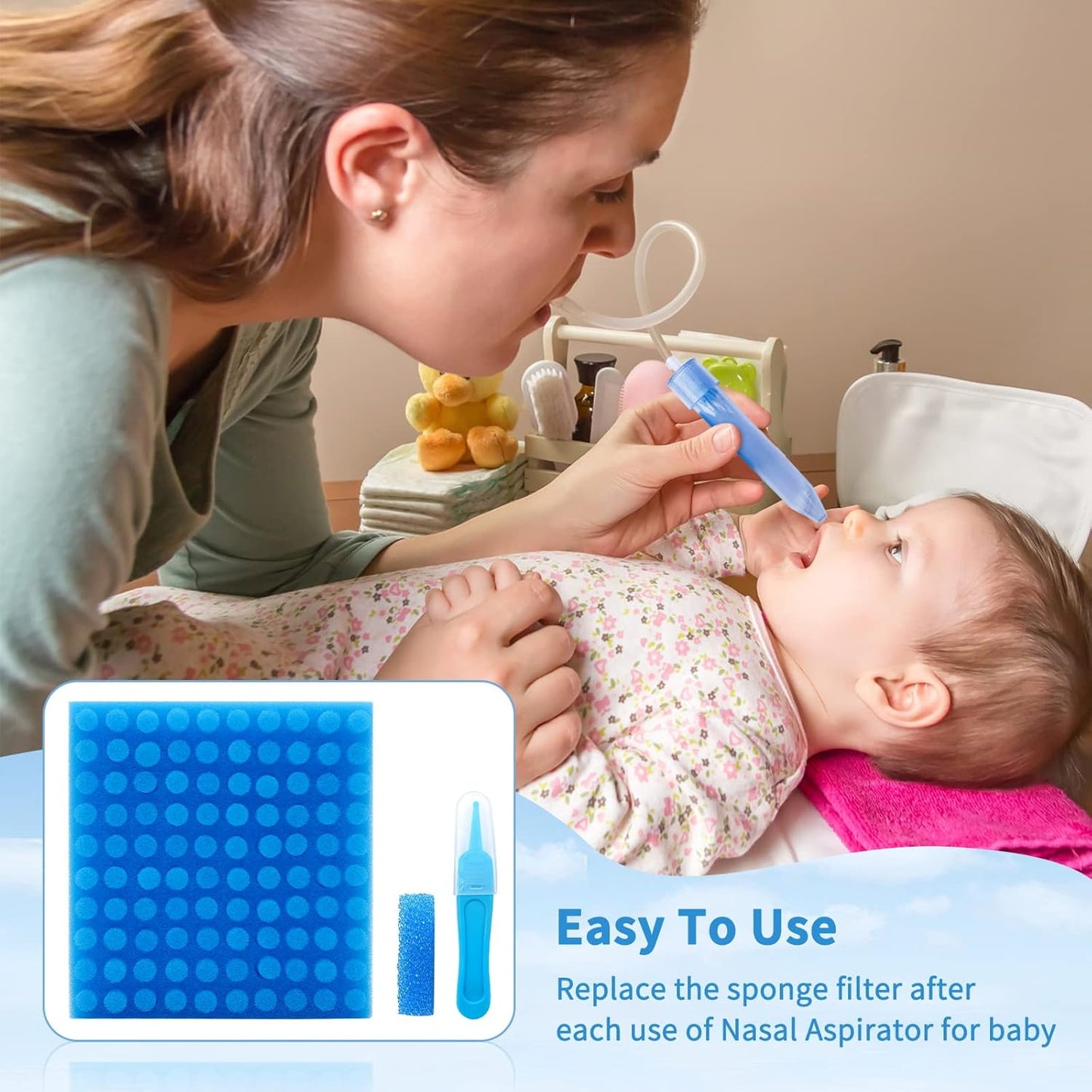 Nasal Aspirator Hygiene Filters 100PCS, Replacement for NoseFrida Nasal Aspirator Filters Safe Environmental, BPA, Phthalate & Latex-Free (100 Count +Tweezer)