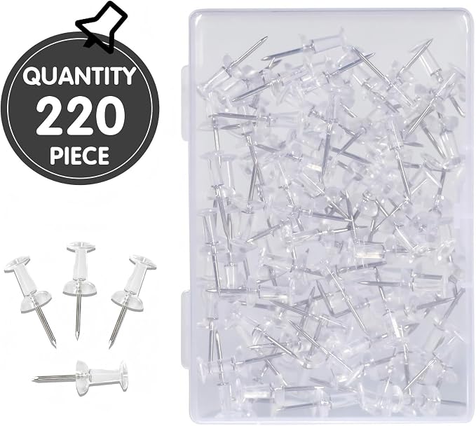 220-Pack Push Pins for Bulletin Board, Thumb Tacks