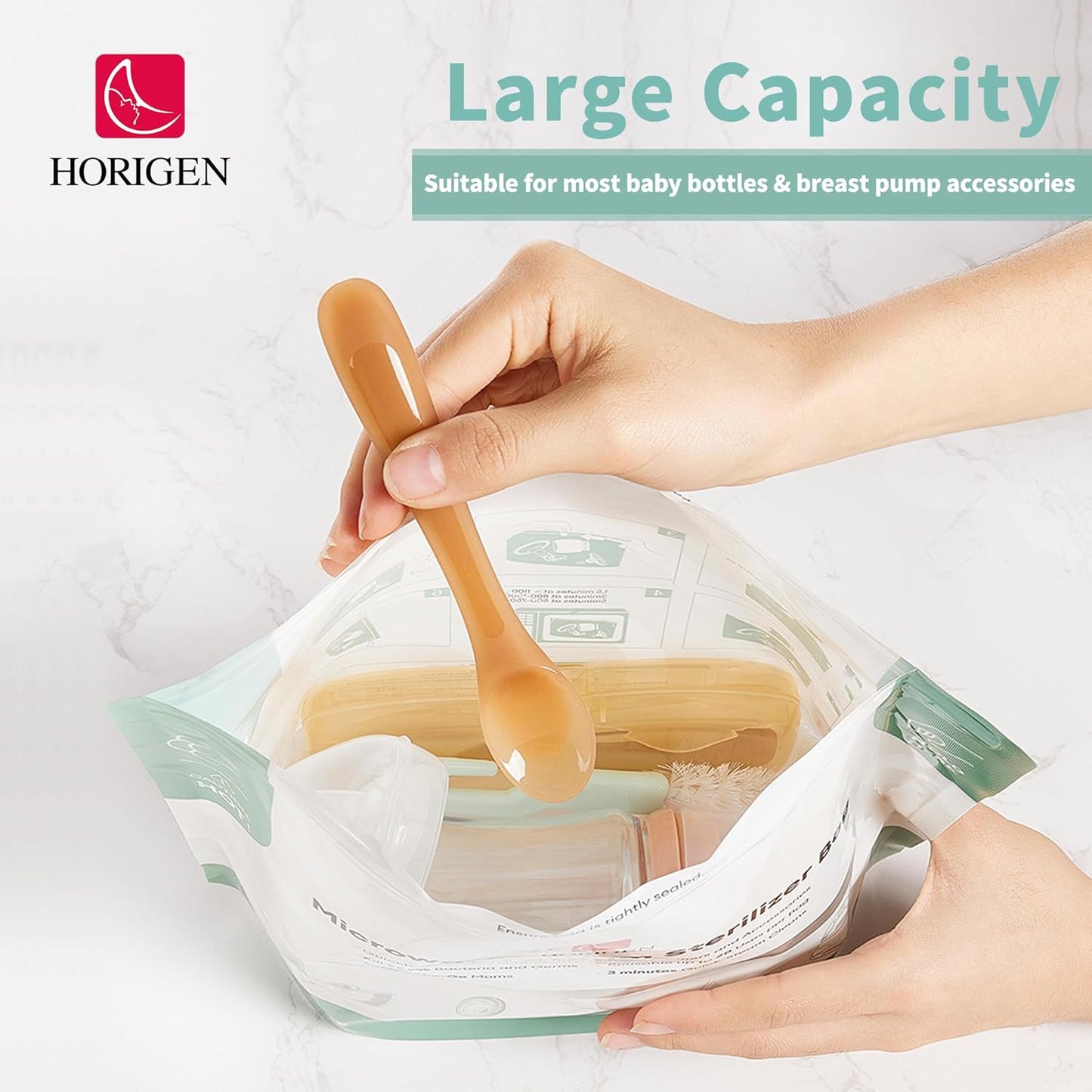 Larger Microwave Sterilizer Bags, Reusable Baby Bottle Sterilizer Bags(20 Uses Per Bag), Microwave Steam Sterilizer Bags Great Cleaner for Baby Bottle and Pump Parts When Travel and Work(16 Packs)