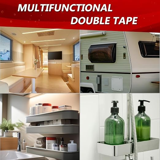 3M 5925 Double Sided Tape, 0.5 in x 16.4 ft Heavy Duty Foam Tape, 2 Pack |
