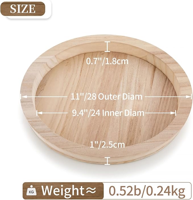 Hanobe Unfinished Round Wooden Craft Trays