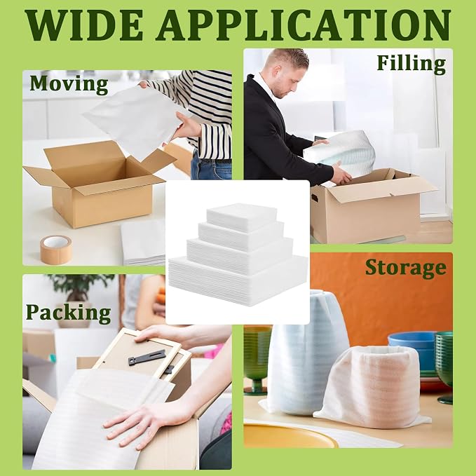 200PCS Cushion Foam Pouches, Moving Packaging Supplies