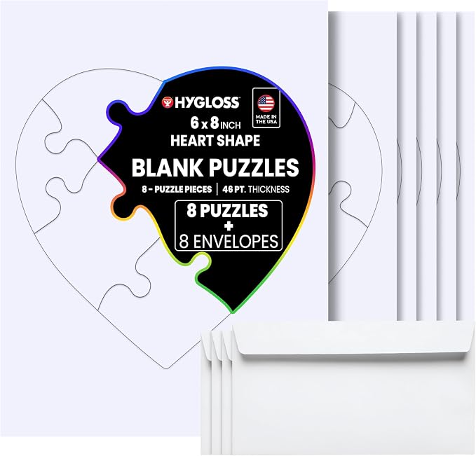 Hygloss 8 Blank Heart Puzzles