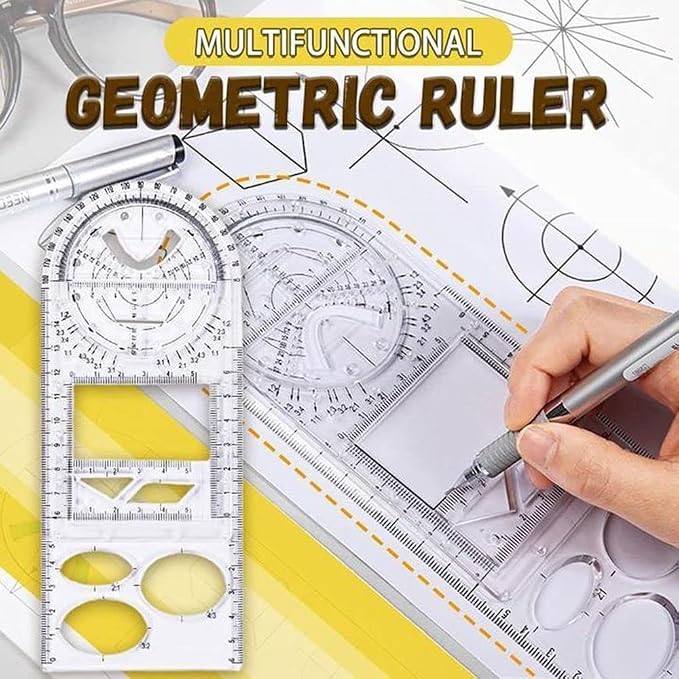 1PCS Multifunctional Geometric Ruler Geometric Drawing Template Measuring Tool