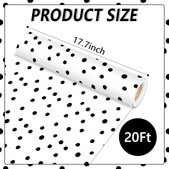 Qyeahkj Black Dot Bulletin Board Paper Roll Black Polka Dot Bulletin Board