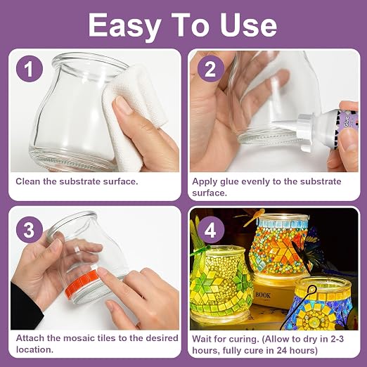 1DFAUL 200g Mosaic Tile Glue Clear, Mosaic Adhesive, Strong Bond, Fast Dry |