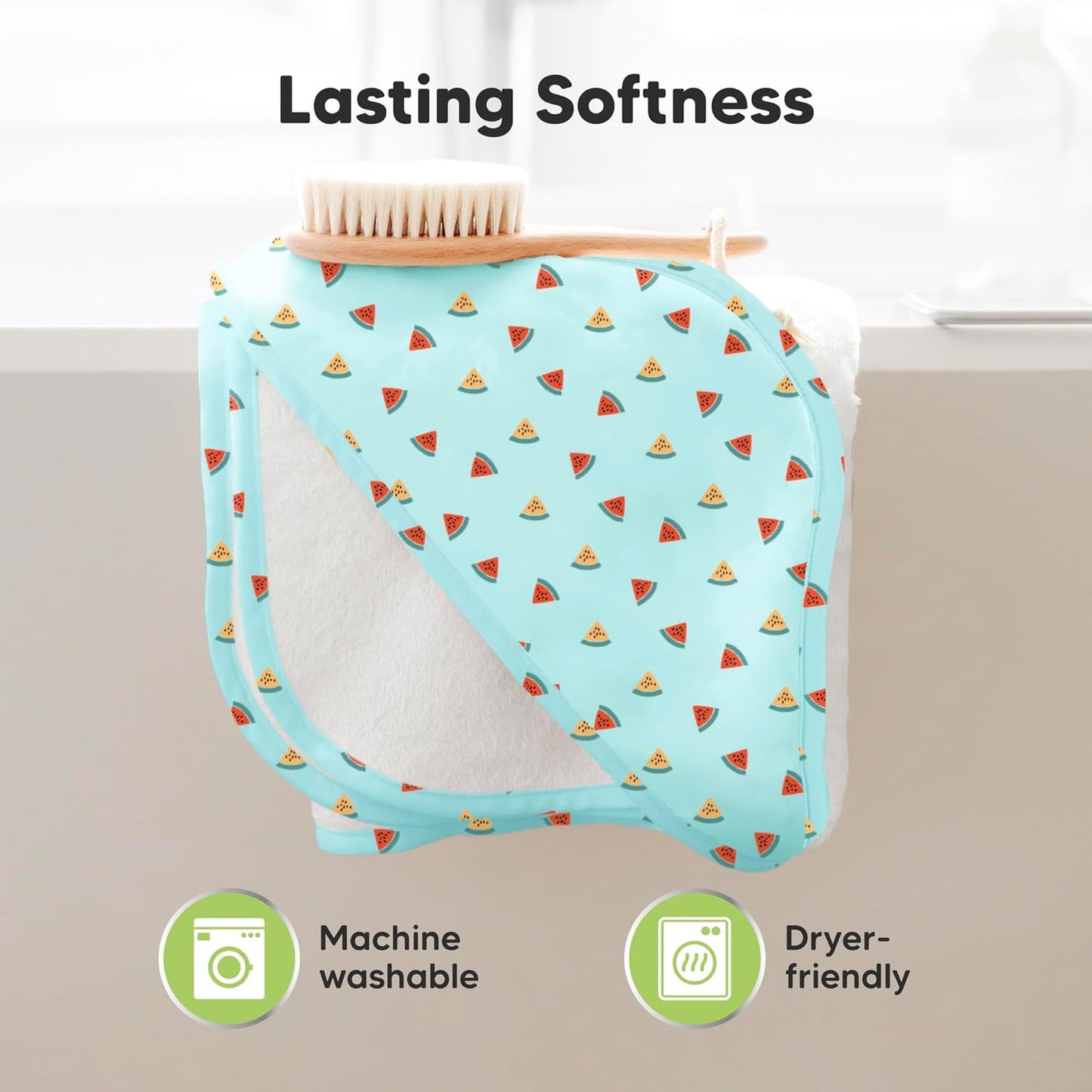 KeaBabies Hooded Baby Towel for Newborn - Viscose Derived from Bamboo Large Baby Bath Towels with Hood for Boys, Girls, Toddler, Extra Absorbent & Soft Newborn Bath Essentials (Melon Beat, Regular)