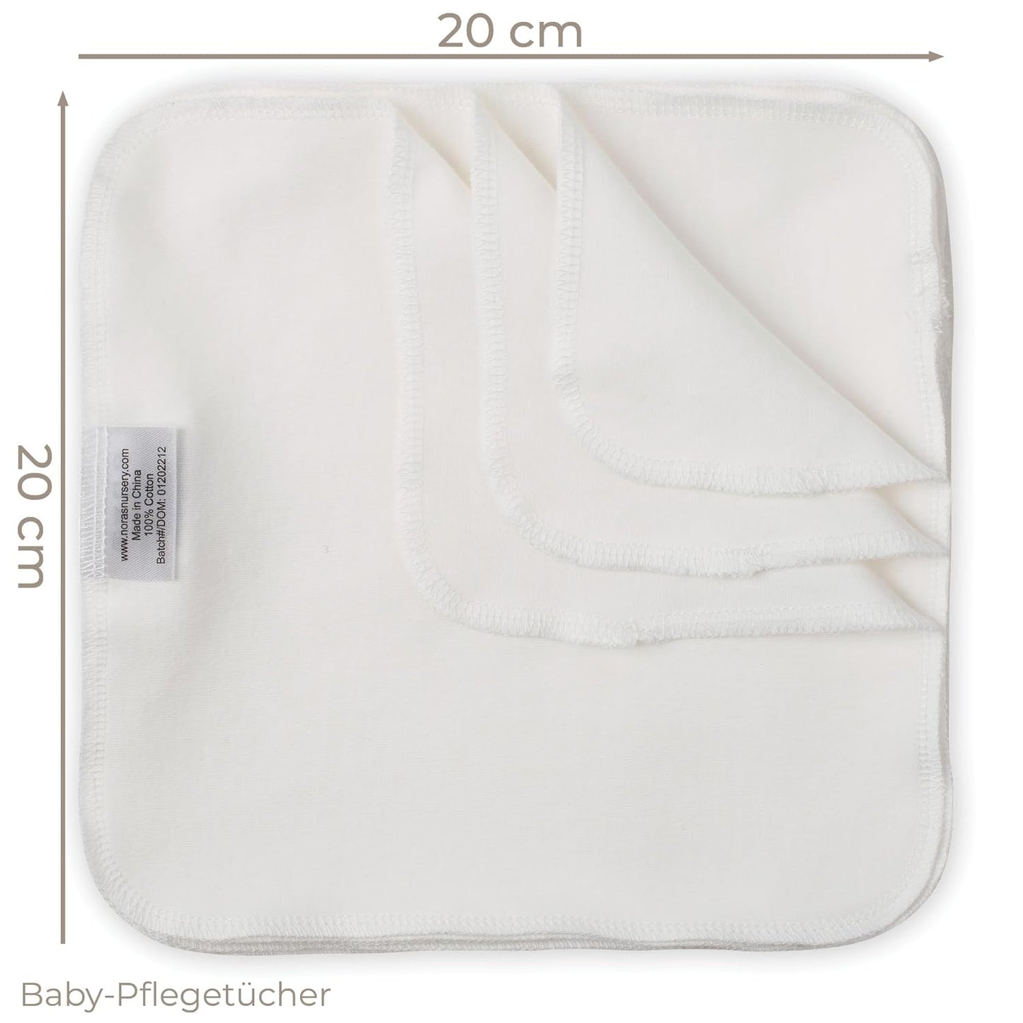 Nora's Nursery Reusable Baby Wipes, 100% Cotton Washcloths, Soft and Absorbent Towels for Newborn Bath and Face, Includes 20 Wipes with 1 Waterproof Pod for On-The-Go Moms, Ideal for Sensitive Skin