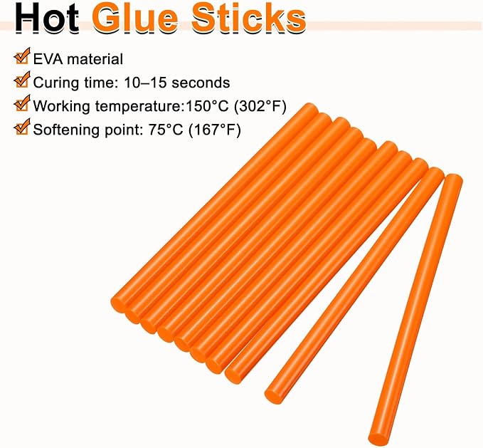 HARFINGTON 10pcs Hot Glue Sticks 0.43" Dia x 3.94" Long EVA Mini Hot Melt