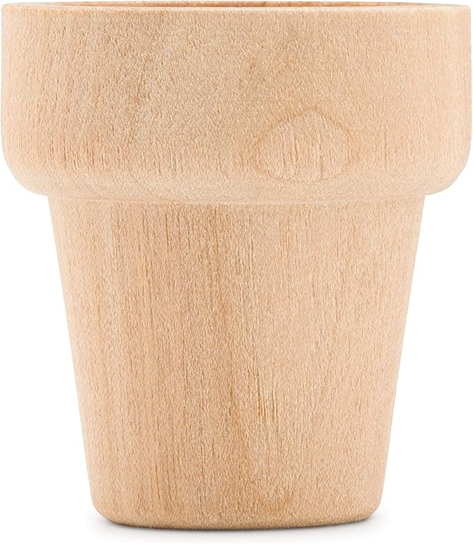Woodpeckers Small Wooden Flower Pot 1-1/6 x 1-inch, 1 Flower Pots to Paint &