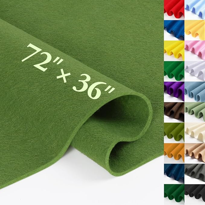 Campsite Green Fabric Sheet 72" X 36", 1.4mm Thick Large Soft Durable Flexible